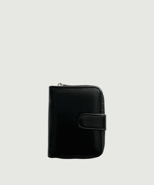 [무료배송] 블랙 크랙 똑딱이 버튼 지퍼 카드지갑